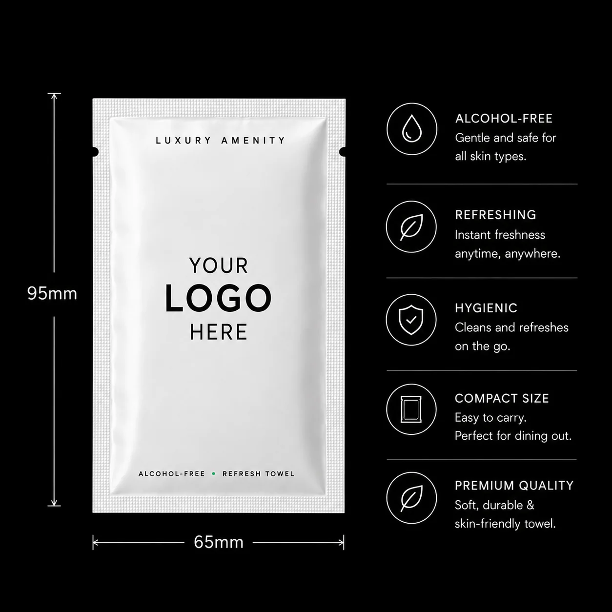 Custom branded wipe packet